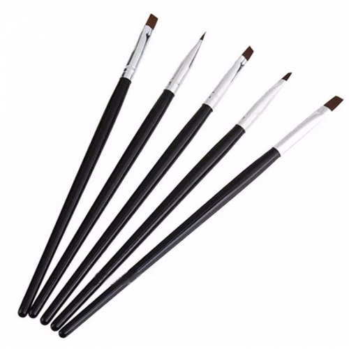 5pcs/set Acrylic UV Gel French Nail Art Design Kit Liner Painting Dotting Flat Brushes Pen Builder Nail Tools