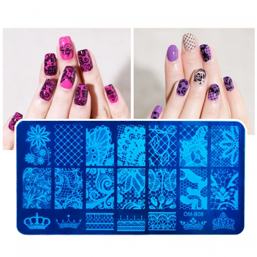 1pcs New 6X12cm Rectangular Nail Stamping Plates Flower Lace Design Nail Art Polish Stamp Template Manicure Tools