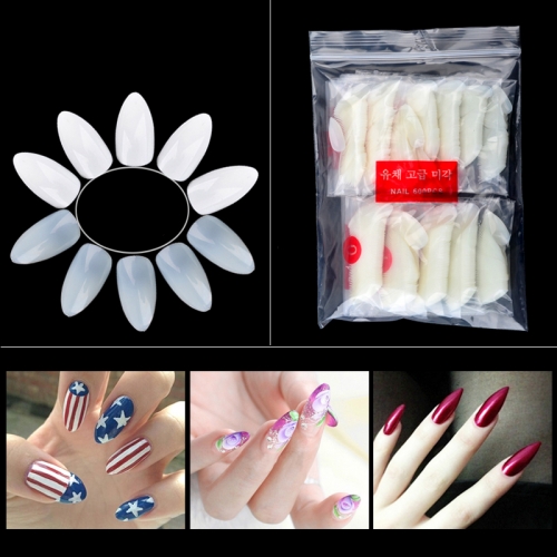 600pcs/pack Oval Sharp End Stiletto Acrylic False Nail Art Tips Natural Full Cover Fake Nails For Manicure Tools