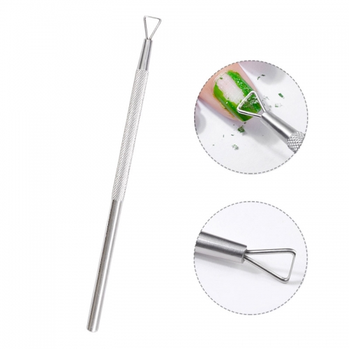 1pcs Triangle Head Nail Gel Polish Remover Tool Stainless Steel Stick Rod Cuticle Pusher Lacquer Cleaner Nail Art Care Tool