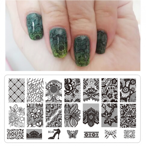 1pcs Black Flower Lace 6*12cm Nail Stamping Plates Nail Art Manicure Template Nail Stamp Tools