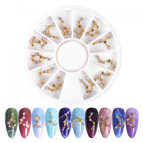 1wheel Constellation Shape Nail Art Decorations 3D Alloy Nail Rhinestones  Jewelry Decor Nail Wheel DIY Manicure Accessories