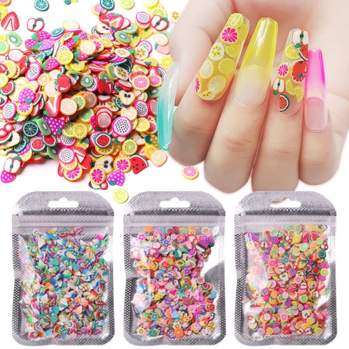 1pack 5mm Polymer Clay 3d Nail Art Decoration Mix Flowers Feather Fruit Cane For DIY Acrylic Nail Phone Supplies