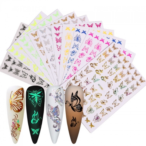 Mixed Color Simulation Butterfly Nail Stick Manicure Sticker Laser Manicure Butterfly Sticker Set