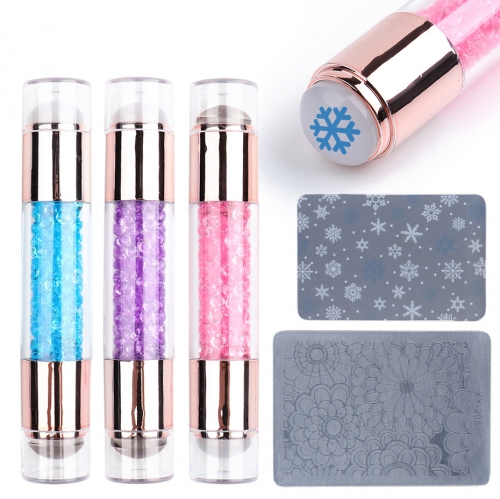 Silicone Nail Stamper Clear Jelly Double-ended Nail Art Stamp Scraper Transfer Template Polish Print Image Manicure Tools