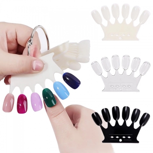 6*10pcs Crown Shape False Nail Tips Plastic Polish Natural/Clear/Black Nail Art Display Showing Shelf DIY Manicure Tools