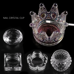 1pcs Nail Art Crystal Cup With Lid, High Translucent Octagonal Magic Color Glass, Crystal Nail Crystal Liquid Special Cup