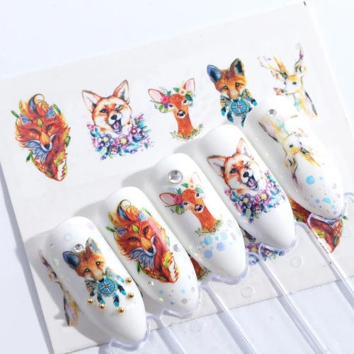 1pcs Flamingo Nail Art Sticker Water Decal Slider Cat Giraffe Rabbit Animals Transfer Manicure Nail Art Decoration