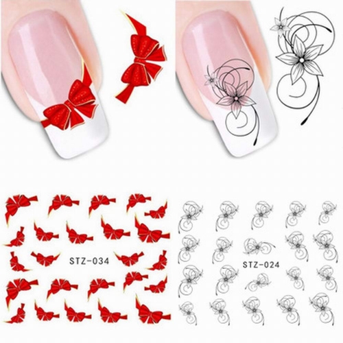 1sheet DIY Designs Women Elegant Nail Art Stickers Butterfly Tie Decals Water Sliders Manicure Decorations