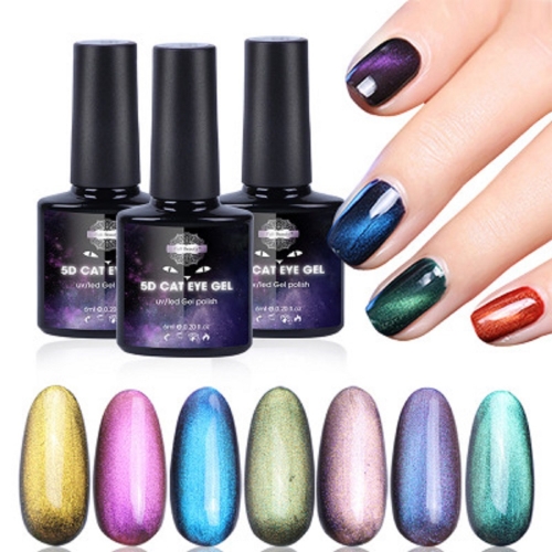 6ml 5D Cat Eye Gel Nail Polish Holographic Glitter UV LED Gel Magnetic Nail Varnish Nail Art Soak Off Gel Lacquer Manicure