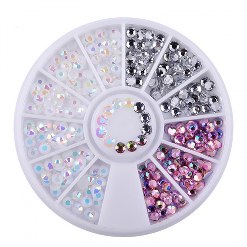 1 Wheel Colorful Resin Jelly 3D Nail Rhinestone Decoration Wheel Manicure Nail Art Accessories