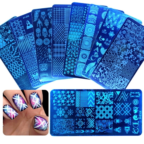 1Pcs Mixed Design Stainless Steel Nail Art Stamping Plates Rectangular Image Template DIY Manicure Stencils Tools