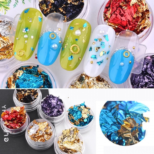 1jar Cross-Border Exclusive Nail Ornament Gold and Silver Tin Foil Nail Sticker Ornament Crystal Phototherapy Nail Tin Foil