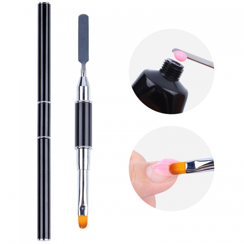 1Pcs Manicure Double-head Light Therapy Pen Quick Extension Crystal Gelpolish Steel Pushing For Poly Gel Polish Nail Brush Tools DIY