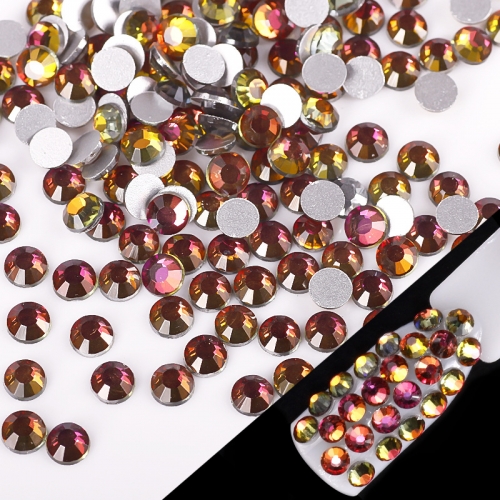 1440Pcs/Pack Non-hotfix Round Flatback Red Fire Nail Art Crystal Strass Rhinestone Nails For Nail Art