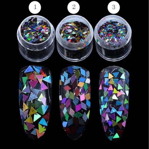 Holo Laser Colorful Triangle Loose Nail Glitter Powder Sequins Powder Nail Art Decorations