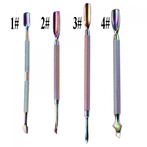 4 Designs Dual-ended Chameleon Nail Cuticle Pusher