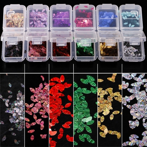 Holographic Mermaid Marquise Nail Flakies Sequins HOLO Leaf Sheets Tips Glitter Paillette 1g/gird Manicure Nail Art Decoration