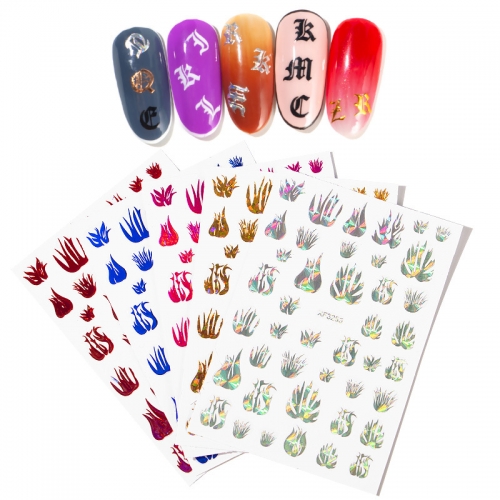 Letter Fireworks Flame Adhesive 3D Nail Polish Sticker for Beauty DIY