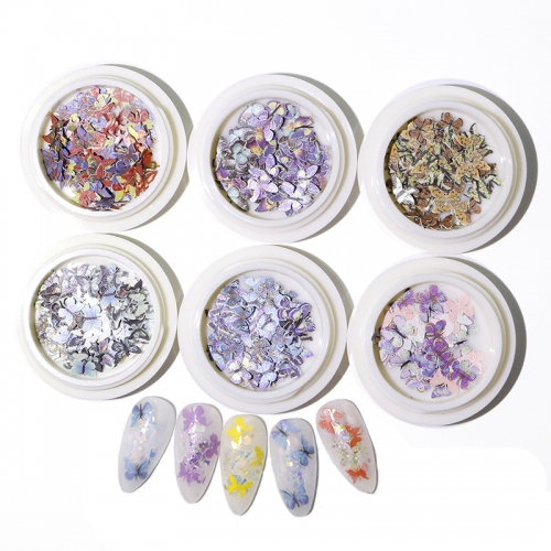1jar 3D Butterfly Nail Art Decoration Wood Pulp Soft Butterfly Slice Nail Sequin