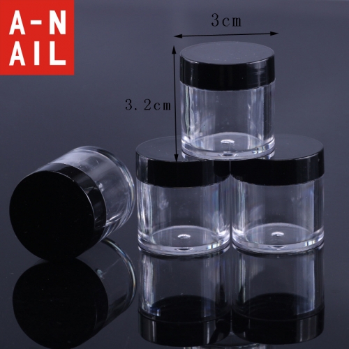 10 G Small Clear Color Round Empty Plastic Refillable Nailart Bottles for Nail Art Powder