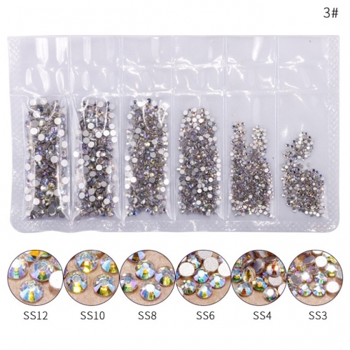 Multi-size Round Flat Back Glass Diamond Crystal Nail Rhinestones For DIY