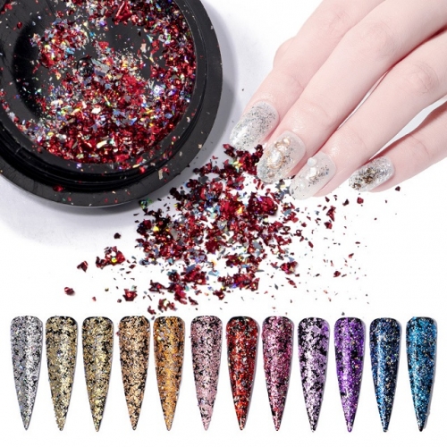 1Jar Holographic Nail Foil Flakes Paper Stickers