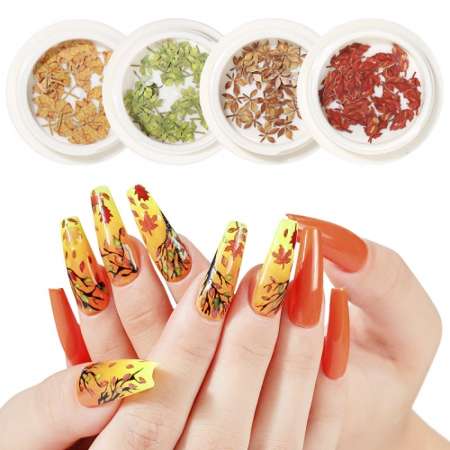 Autumn Series Colorful Maple Leaf Decals Decoration Fall Leaves Slices Nail Glitter Sequins