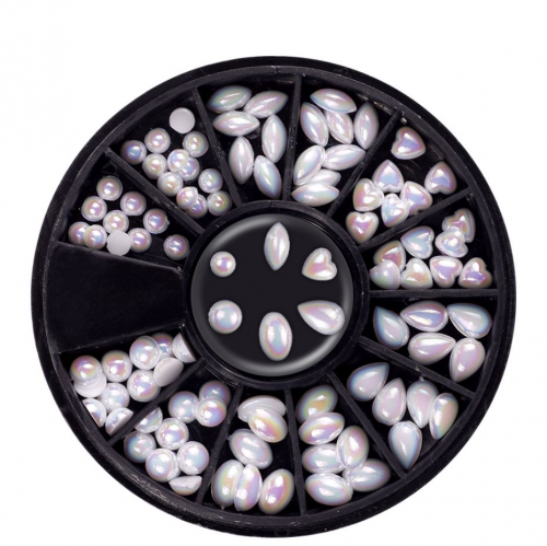 Mixed Size Semi-circle 3d Nail Art Decorations Gradient Flatback Studs Pearl Nail Beads