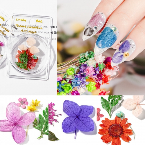 Natural Floral Sticker Mixed Dry Flower DIY Nail Art Decals Manicure Nail Decoration 3D Dried Flower