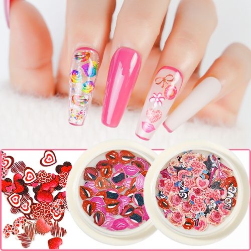 Valentine's Day Series Red Heart Lips Nail Sticker Nail Designs Art Decorations