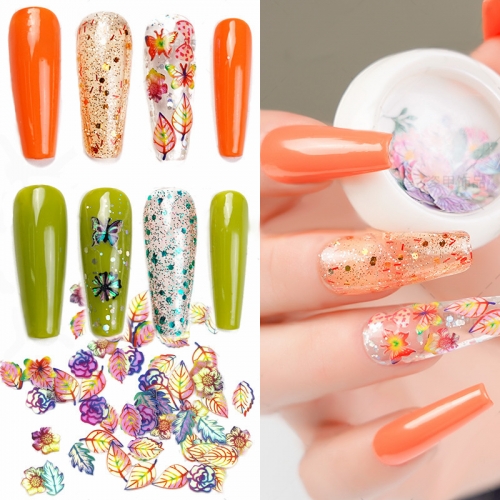 1jar Holographic Laser Gradient Flower Butterfly Wood Pulp Soft Nail Art Glitter Nail Slices