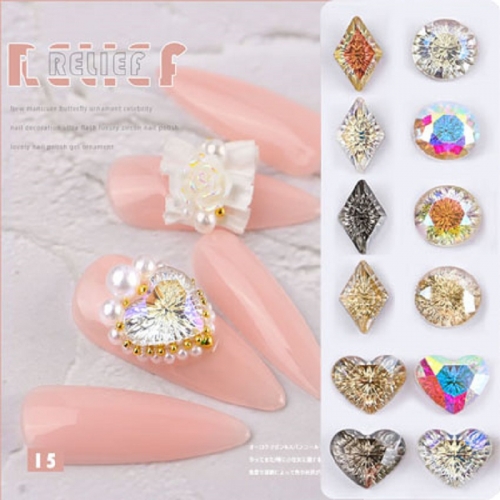 1pcs New Fashion Nail Art Rhinestones Crystal Stones Lucky Stone Nail Gems 3D Glitters DIY Decorations Manicure