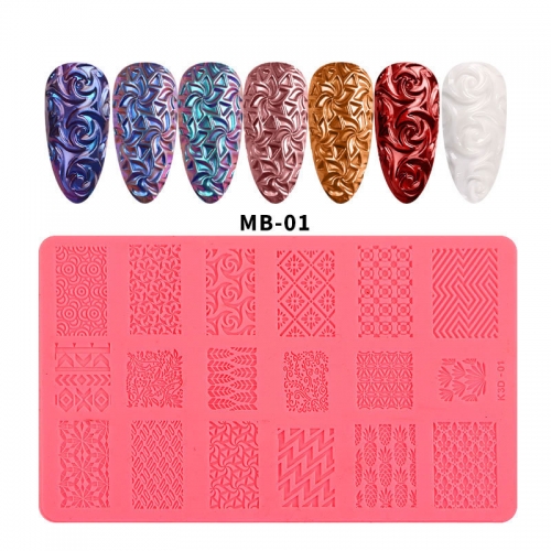 3D Soft Silicone Nail Carving Mold Sculpture Stamping Stencils Environmentally Relief Nail Art Template Manicure Accessories