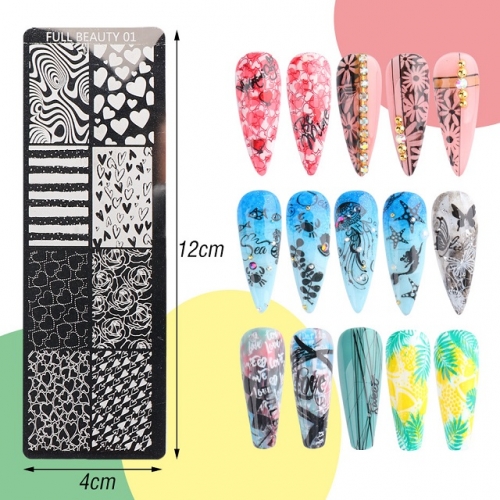 1Pcs Nail Art Stamping Plate Nail Template Butterfly Flower Animals Fruit Dream Catcher Gel Polish Stencil For Manicure