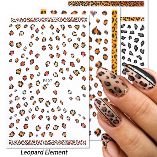 1Pcs 3D Nail Art Adhesive Stickers Leopard Print Snake Spot Designs Decals Nails Decorations Wraps Foils Polish Manicure