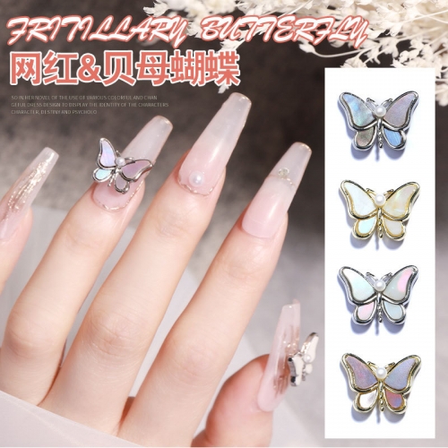1 Pcs Crystal Butterfly Alloy Nail Art Decorations Aurora Holographic 3D Butterflies Rhinestones Jewelry DIY Manicure Accessories