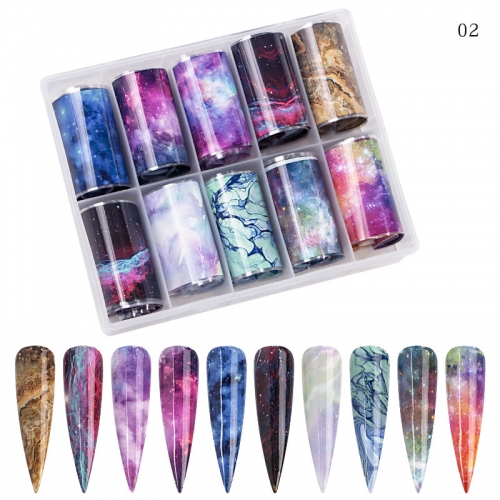 10rolls/box Nail Art Transfer Foil Stickers Paper Retro Colorful Flower Adhesive Decals Wrap Slider Tape Nail Decoration