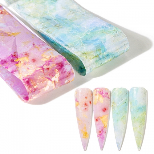 4*100 cm Nail Foils With Color Marble Flower Gilding Pattern Nail Transfer Foil Nails Art Decorations