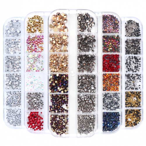 12Grids/Box New Mixed Color Nail Rhinestones Stones AB Color Rhinestone Irregular Beads For Nails Art Decorations Crystals Accessories
