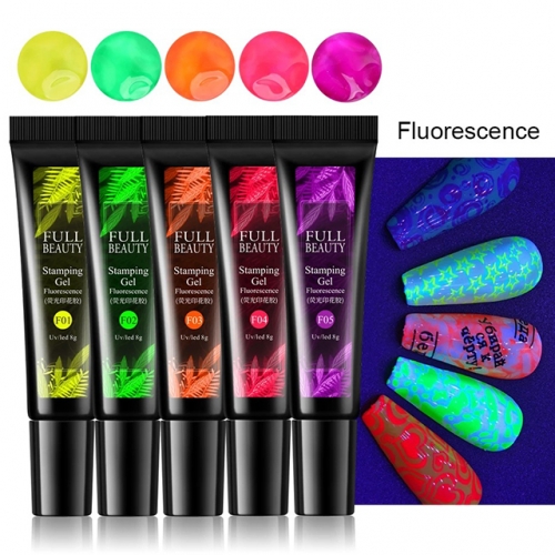 1pcs Fluorescence Stamp Gel Nail Art Stamping Print Varnishes Glitter Gold Silver Transfer Polish Manicure Accessories