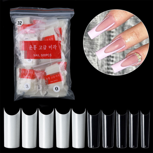 500pcs/bag False Nail Tips for Nail Art UV Extend Gel Quick Building Nail Mold Tips with Scale Finger Extension Forms Manicure Tools