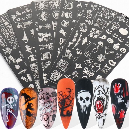1pcs Halloween Nail Stamping Plates Festival Pattern Nail Art Image Plates Stainless Steel Nail Art Plate Stencil