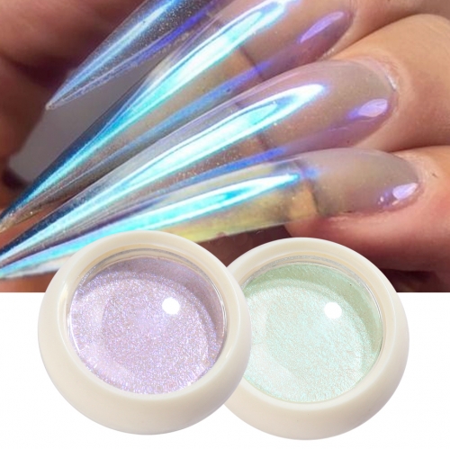 1jar Aurora Nail Powder Glitter Shiny Transparent Chameleon Pigment Dust Mermaid Mirror Chrome Nail Art Decorations