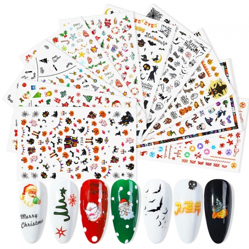 1 Sheet Halloween Nail Stickers Skull Nail Art Decals Fake Manicure Accessories Manicure Supplies Tools