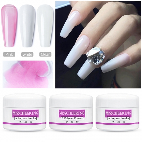 1bottle Acrylic Nail Powder White Transparent Pink Crystal Carving Polymer 3D Nail Art Decoration Tips Extension Manicure