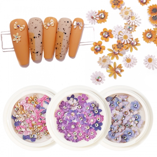1jar Sunflower Bow Wood Pulp Soft Flower Nail Slices Butterfly Nail Sequins