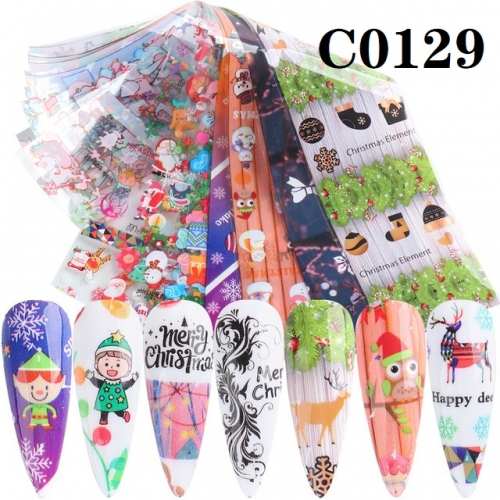 10 Pcs/pack Nail Stickers Christmas Cartoon Stickers Santa Spirit Nail Art Winter New Year Sliding Nail Tattoo 