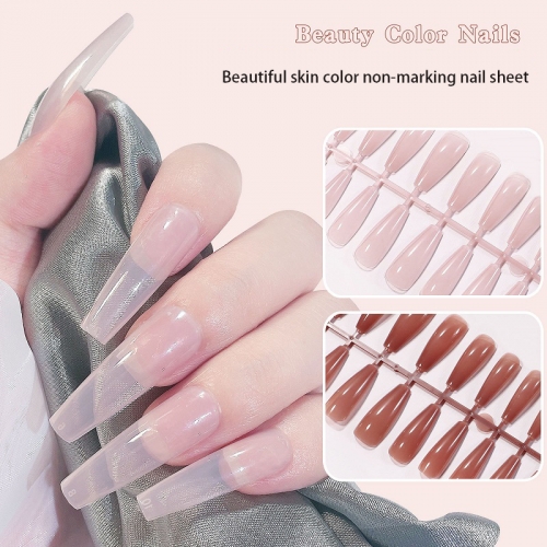 1Box Fully Sticker Ballet Fake Nails Color Solid Color Nail Patch  Ballet Wearing Armor Full-paste Manicure 