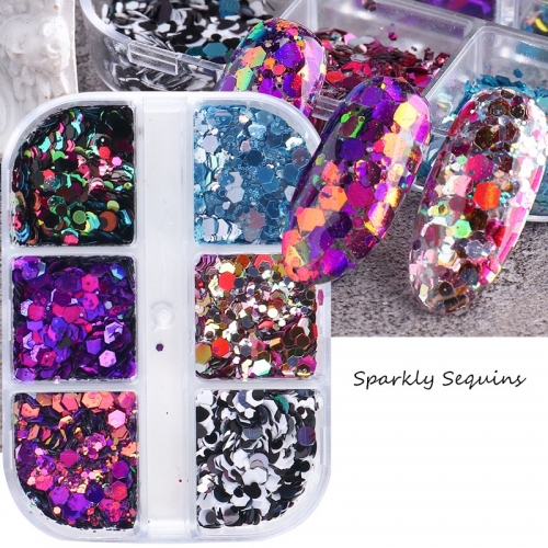 1 Box Nail Sequins Mixed Small Round Piece Mixed Color Nail Art Sequin Jewelry Nail Patch Material Nail Art Decorations